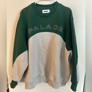 PALACE Men’s sweatshirt size XL. Green and Grey with white piping. Worn once.